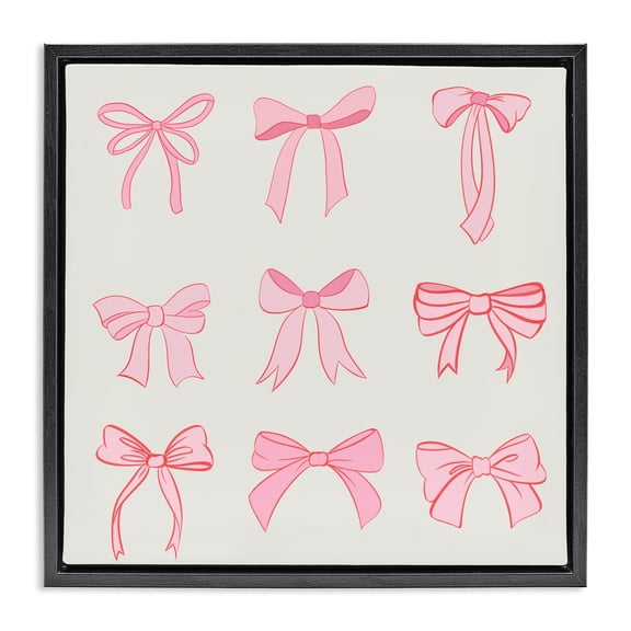 Stupell Industries Pink Coquette Ribbons Black Framed Floater Canvas Wall Art, design by Emily Navas
