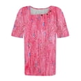 thumbnail image 4 of Short Sleeve T-Shirts for Women Graphic Print Basic Tee Scoop Neck Casual Tops Summer Tshirts Loose Fit (2XL, Hot Pink), 4 of 5