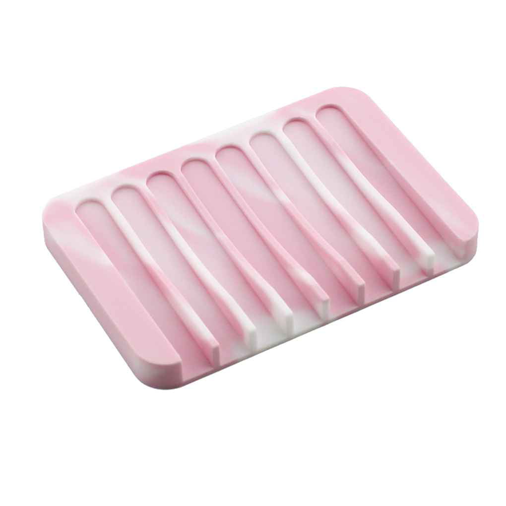 Silicone Flexible Soap Dish Plate Bathroom Soap Holder Soapbox Plate Tray Drain 