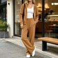 thumbnail image 6 of Domzest Womens Zip Up Hoodies Sweatsuits Long Sleeve Full-zip Hooded Sweatshirt & Wide Leg Sweatpants Fall Winter Athletic Tracksuits Camel XL, 6 of 6