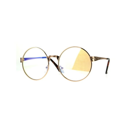 SA106 Victorian Medieval Engraving Metal Round Circle Flat Lens Eye Glasses Gold