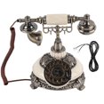 thumbnail image 1 of Teléfono antiguo de bronce con dial giratorio, auricular de escritorio para llamadas en casa, oficina y hotel, 1 of 14