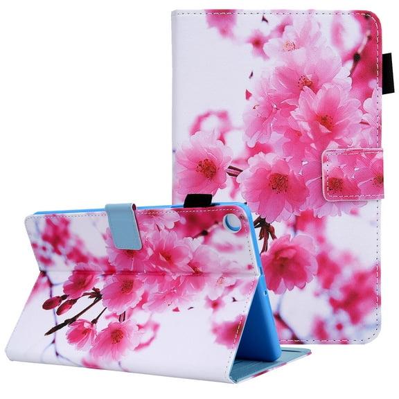 Allytech Compatible with Galaxy Tab A8 Case [10.5" 2021], Floral PU Leather Anti-Slip Stand [Magnetic Closure] [Card Slots] [Pen Holder] Case for Samsung Galaxy Tab A8 SM-X200/X205, Cherry Blossoms