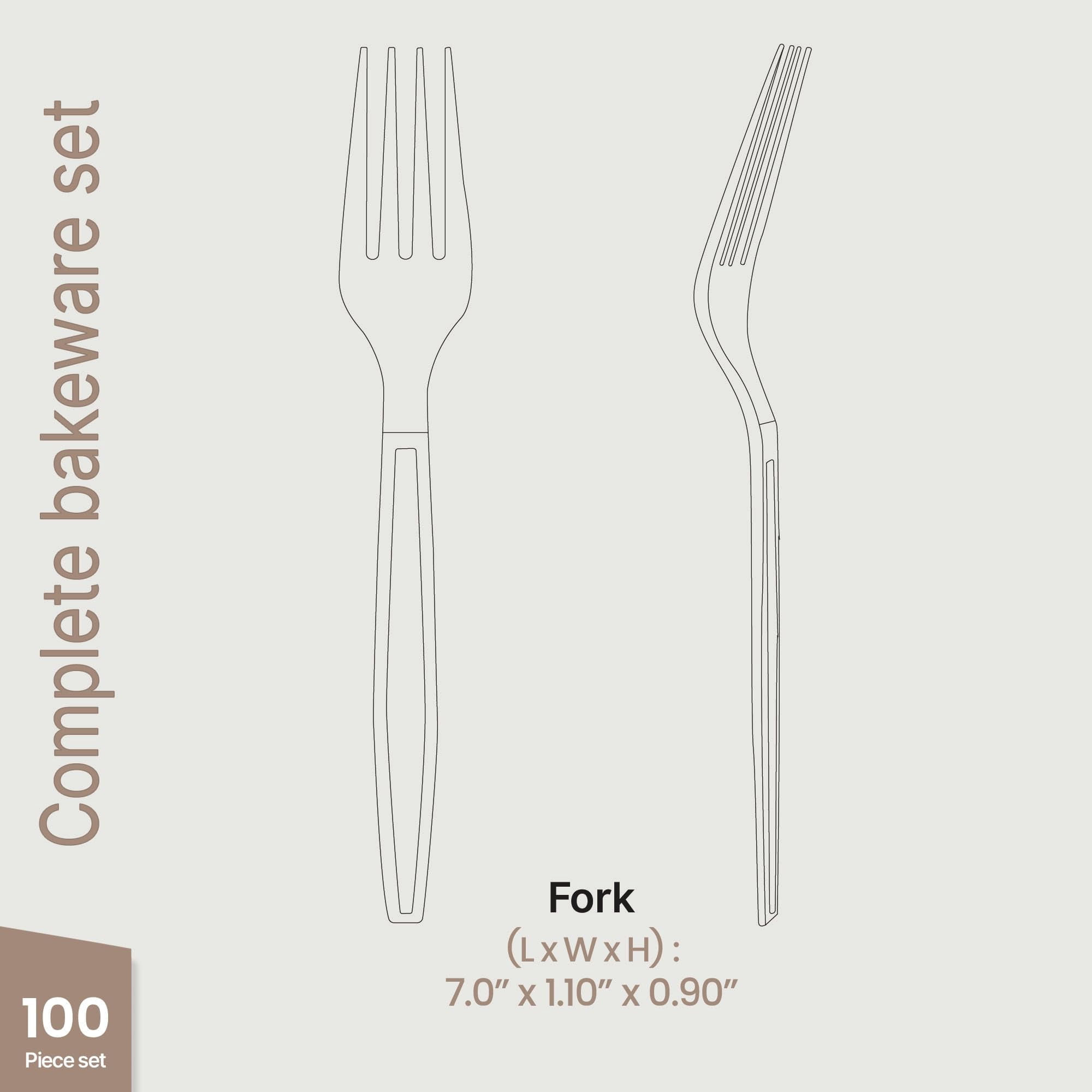 Bakken Disposable Cutlery Set 100 Pieces Forks, Heavy Duty Plastic Silverware, BPA-Free Food-Grade Materials, Heat-Resistant, Reusable Utensils for Parties, Catering, BBQs, and Everyday Use, Clear
