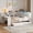 White, variant on Euroco Wood Twin Size Platform Bed with Desk and Trundle, Storage Bed with Shelves, LED Light and USB Charging, White