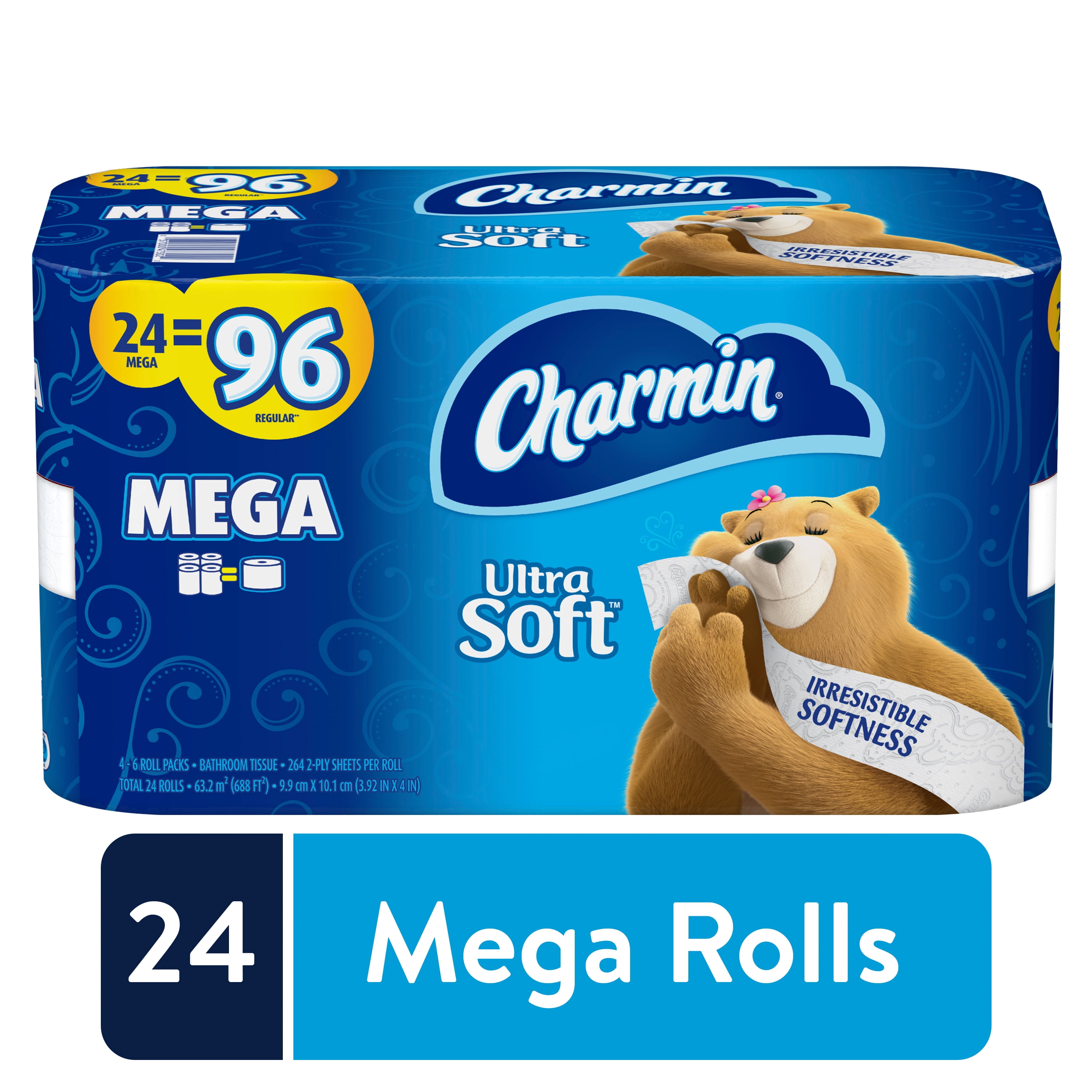 Charmin Ultra Soft Toilet Paper, 24 Mega Rolls, 264 Sheets per Roll