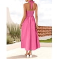 thumbnail image 3 of Vestido de verano ZESICA, sin mangas, halter, midi, rosa intenso, para mujer, 3 of 7
