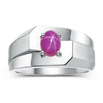 RYLOS Men's Rings 14K White Gold Ring Classic Solitaire 7X5MM Oval Shape Gemstone Designer Band Star Ruby July Birthstone Rings For Men Size 12