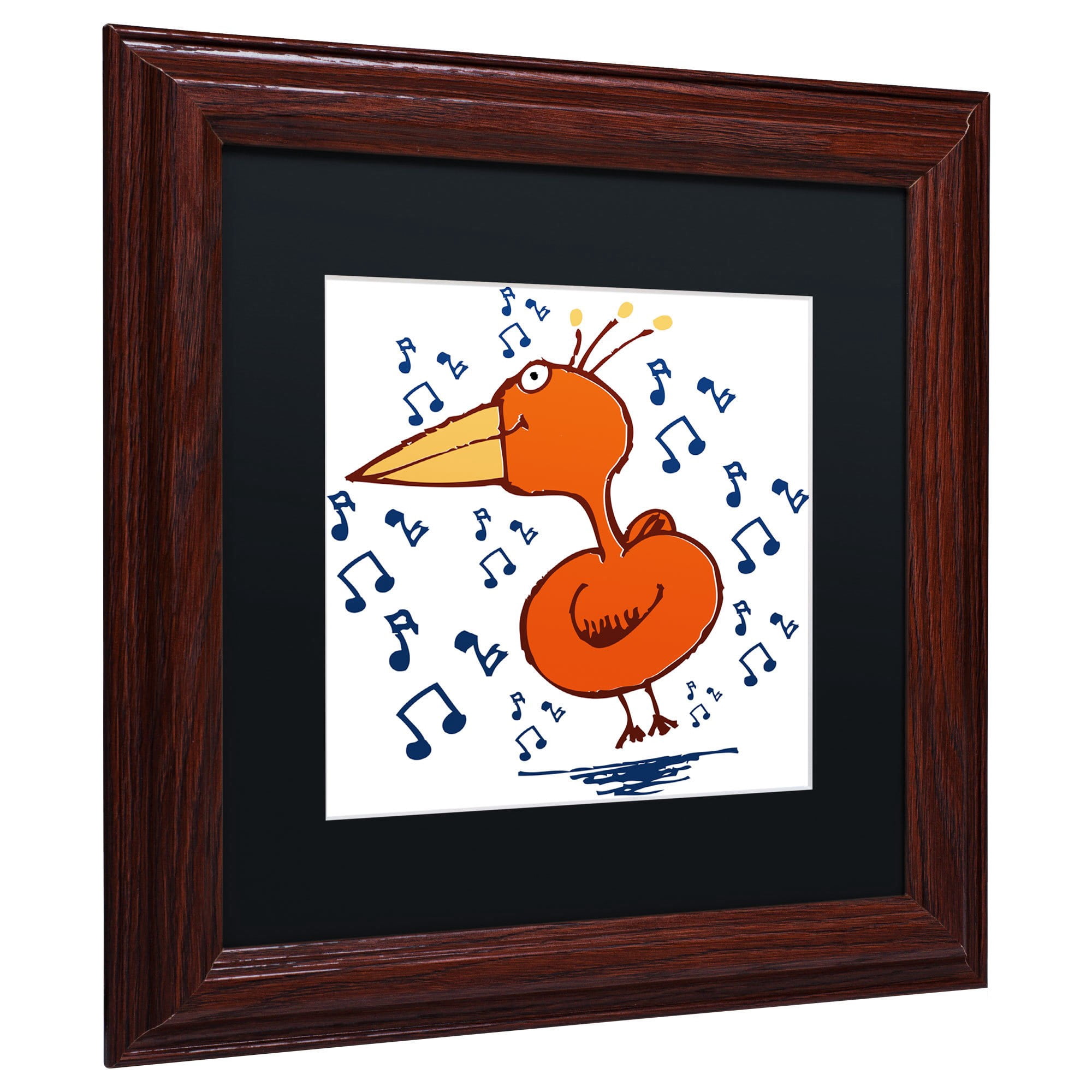 Carla Martell 'Music Bird' Black Matted Framed Art
