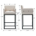 thumbnail image 5 of Guyou 30.75" Modern Bar Stools Set of 2, Linen Upholstered Counter Height Bar Stool with Back and Arms, Kitchen Island Stool with Black Metal Frame for Home Bar Restaurant, Cream, 5 of 9