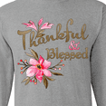 thumbnail image 4 of Inktastic Thankful and Blessed Inspirational Saying with Pink Flowers Long Sleeve T-Shirt, 4 of 5