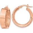 thumbnail image 1 of 14K Rose Gold Polished And Textured Inside Hoop Earrings (21.74 X 21.33) Made In Italy tf1994r, 1 of 5