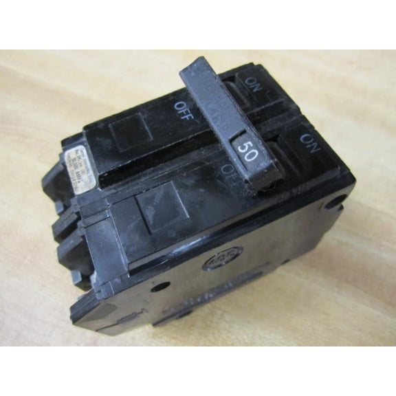 ABB TEY/Q-Line® THQB2150 2-Pole Miniature Circuit Breaker • 50A Double Pole Breaker • 120/240 VAC, 10 kA Interrupt • Thermal Magnetic Trip • Bolt-On Installation • HACR Rated