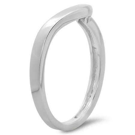 Dazzlingrock Collection 10K Ladies Anniversary Wedding Stackable Contour Band Guard Ring, White Gold, Size 5