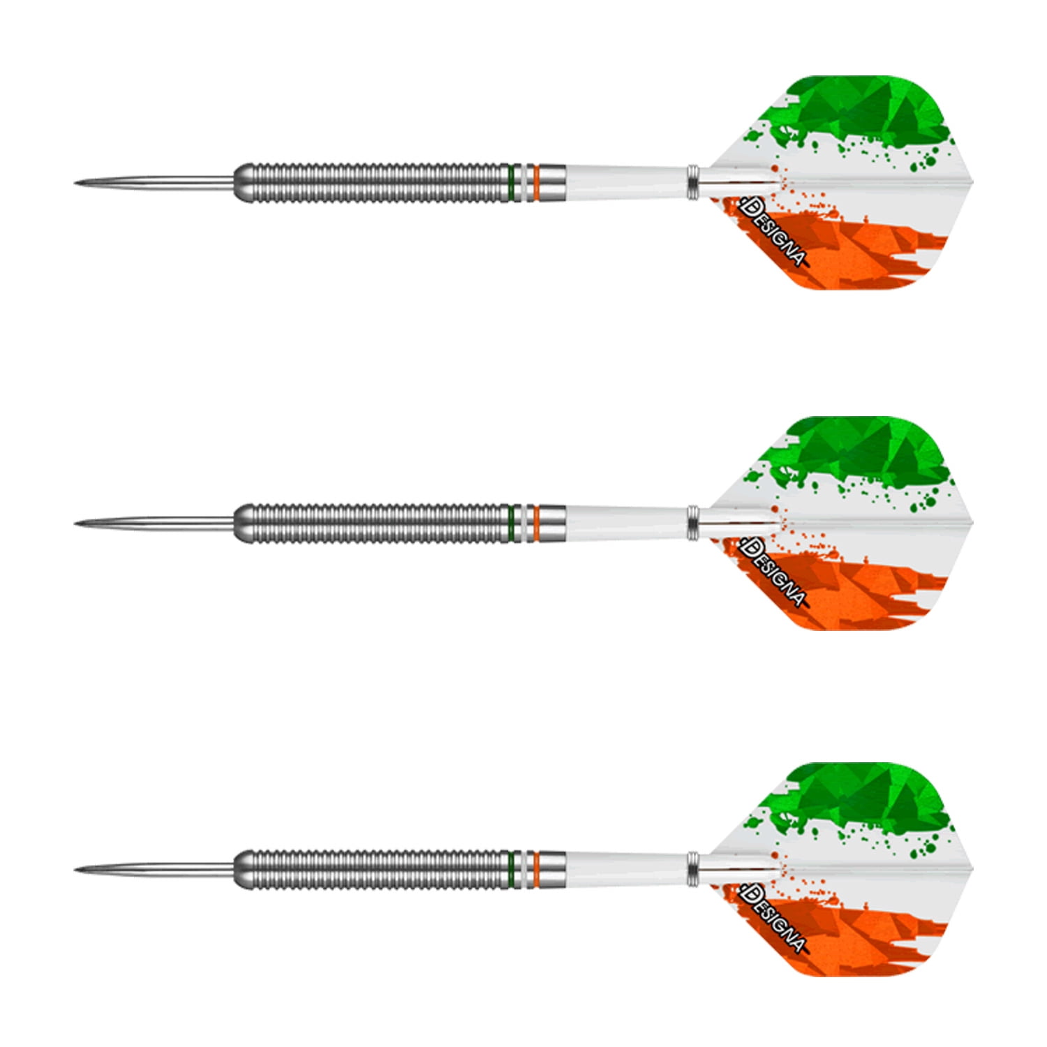 Dartfellas 24g 90% Tungsten Flag of Ireland Fighting Irish Patriot X Steel Tip Dart Set, Flights & Shafts Included (2 Sets Each), w/Travel Case, 24 Grams