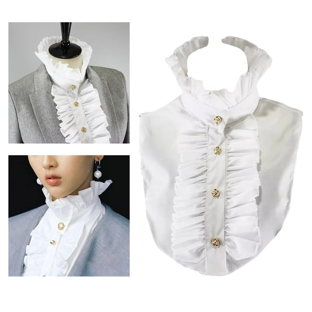 Vintage Ruffles Falso Collar Desmontable Medias Camisas Faux Falso Collar para Mujeres y Niñas Favores Yinane Cuello falso de encaje de algodón para mujer