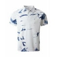 thumbnail image 5 of Playeras Elvqul de Caballero Azul Playa Manga Corta de Bloques de Color con Solapa Botones, 5 of 5