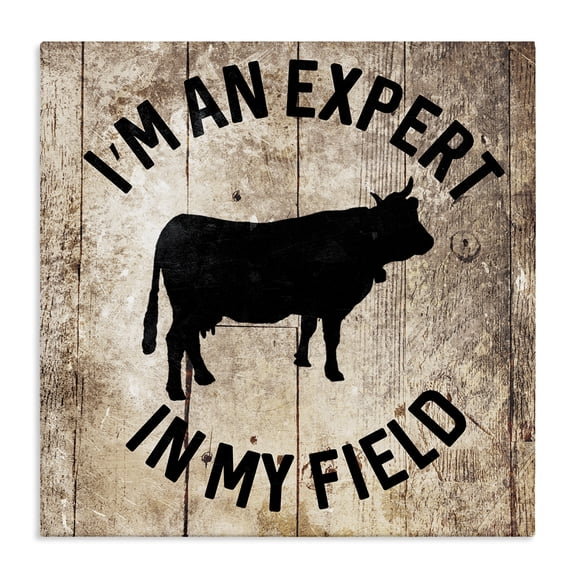 Stupell Industries Farmhouse Expert In My Field Funny Cow Canvas Art, 17 x 17, by Milli Villa