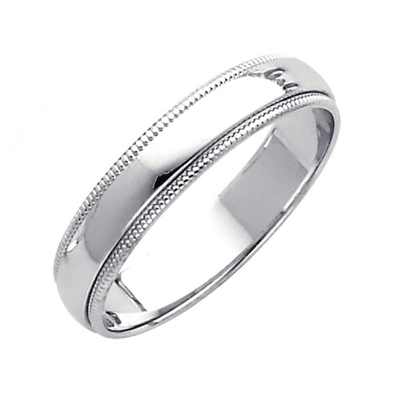14k White Gold 4mm Milligrain Wedding Band Ring Size 11.5 Wedding Band for Women and Men - 3.1 Grams