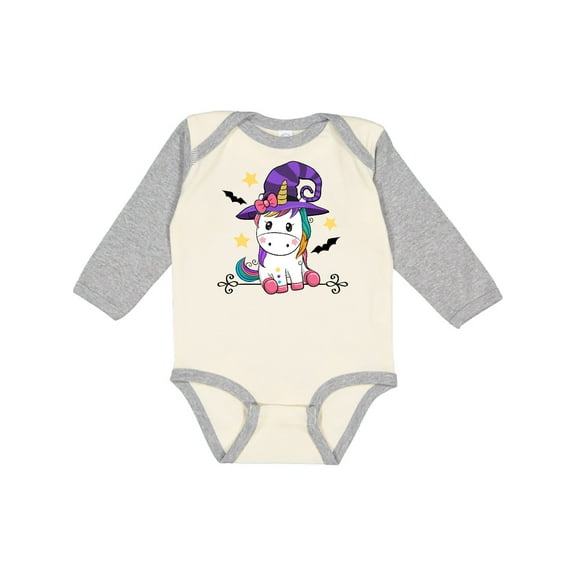 Inktastic Halloween Girls Unicorn Witch Girls Long Sleeve Baby Bodysuit