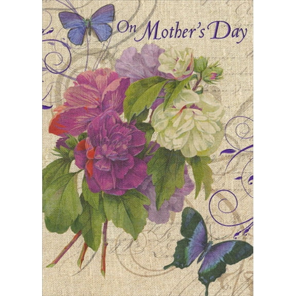 RSVP Two Butterflies : Purple and White Bouquet Mother's Day Card