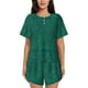 thumbnail image 1 of Balery Teal Marble Conjunto de Pijama para Mujer con Estampado, Dos Piezas de Manga Corta y Shorts, Ropa de Dormir Suave con Cuello Redondo y Bolsillos-Medium, 1 of 6
