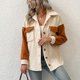 thumbnail image 3 of Long Sleeves Coat, Polyester Fiber Single Row Button Flap Pockets Lapel Coat  For Indoor ANGGREK Albaricoque S, 3 of 8