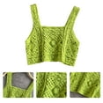 thumbnail image 2 of Yokua Women Summer Crochet Sleeveless Crop for Tank Top Ethnic Hollow Out Knit Rhombus Plaid Sweater Vest Square Neck Casual Slim Waistcoat Outwear Camisole, 2 of 21