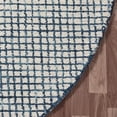 thumbnail image 5 of Laddha Home Designs 6' Hand-Tufted Geometric Checkered Round Area Throw Rug - Navy Blue and Cream, 5 of 7
