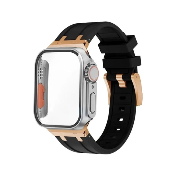 Correa De Lujo Compatible con Apple Watch Silicon Suave, Apariencia Ultra + CASE, 42/44/45/mm