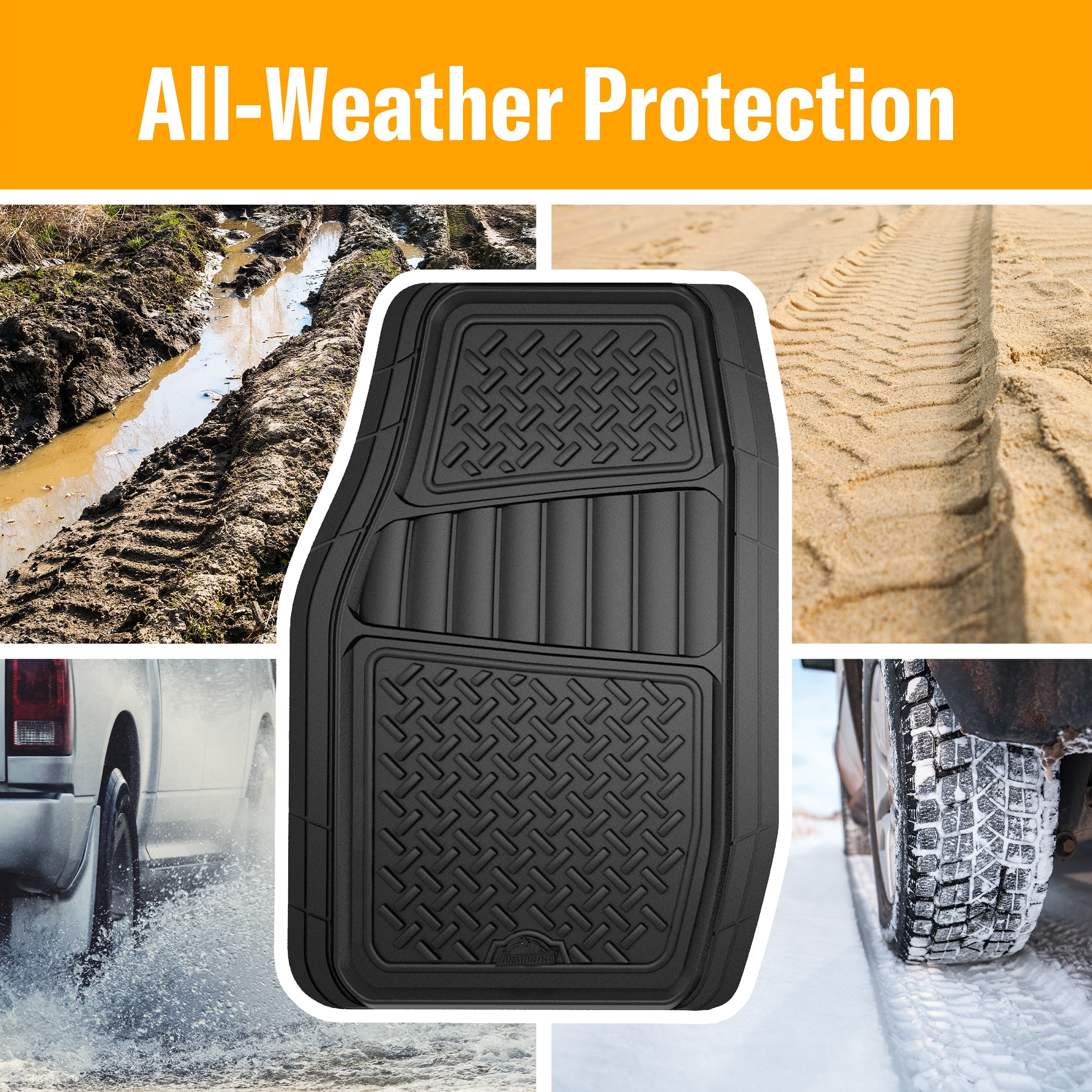 Armor All All-Weather Floor Mats for Trucks, Cars, and SUVs, Black, 2-Piece