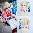 thumbnail image 1 of Suicide Squad-Peluca de cabello sintético para mujer, disfraz de Harley Quinn, cola de caballo doble, accesorios de vestir para Halloween, regalos, 1 of 5