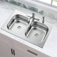 thumbnail image 2 of Glacier Bay 33 in. Drop-In 50/50 Double Bowl 20 Gauge Stainless Steel Kitchen Sink, 2 of 4