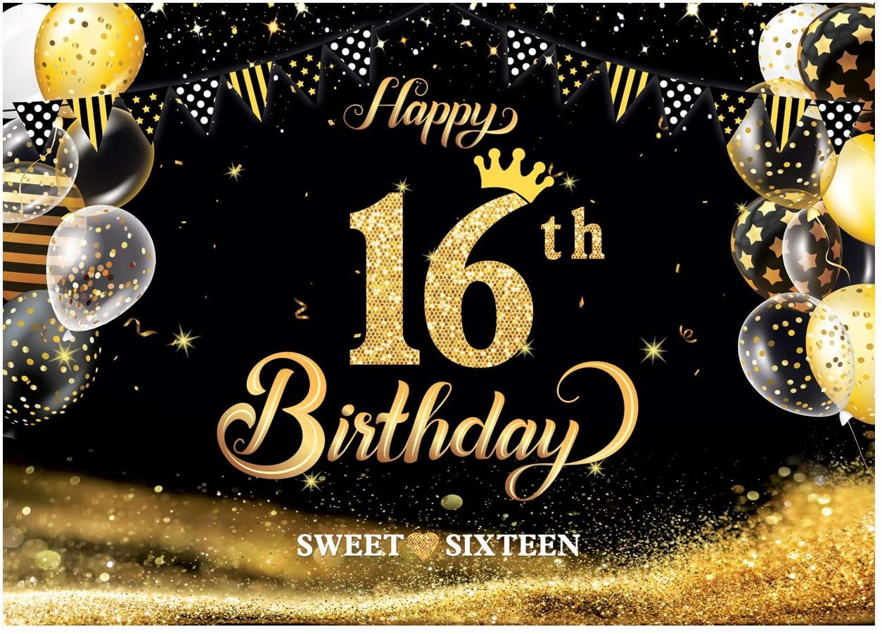WOLADA Happy 16th Birthday Backdrop Photography Cheers to 16 Years