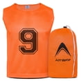 thumbnail image 1 of Athllete DURAMESH Set of 12- Scrimmage Vest/Pinnies/Team Practice Jerseys with Free Carry Bag. Sizes for Children, Youth, Adult and Adult XXL (Flame Orange Numbered, Medium), 1 of 5