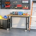 thumbnail image 2 of 47"Garage Work Bench with Height Adjustable Legs and Wheels, Heavy-Duty Workstation with Bamboo Wood Top and Metal Frame for Workshop, Office and Home, Natural+Black, 2 of 8
