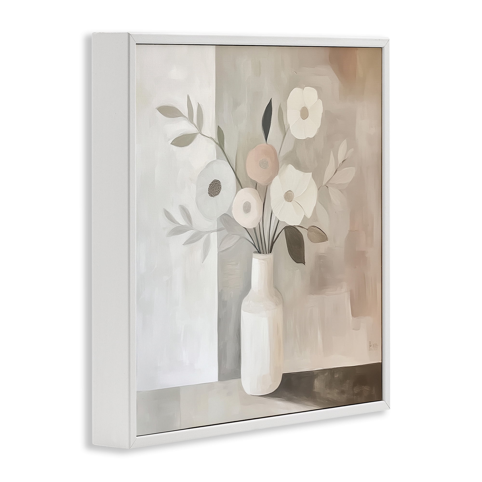 Stupell Industries Minimalist Muted Flower Vase White Framed Giclee Art, design by Heidi Kuntz