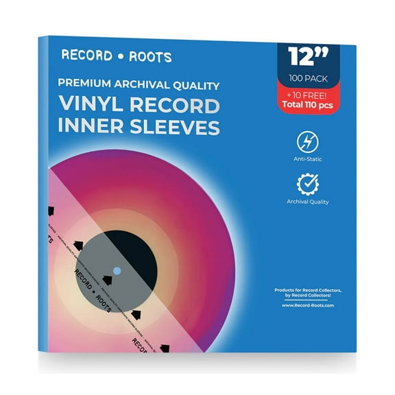 Record Roots Premium 12" Vinyl Record Inner Sleeves – Anti-Static, Dust-Repelling, Archival Quality, Tear-Resistant LP Storage for Gatefolds & Double Albums – 110 Pack