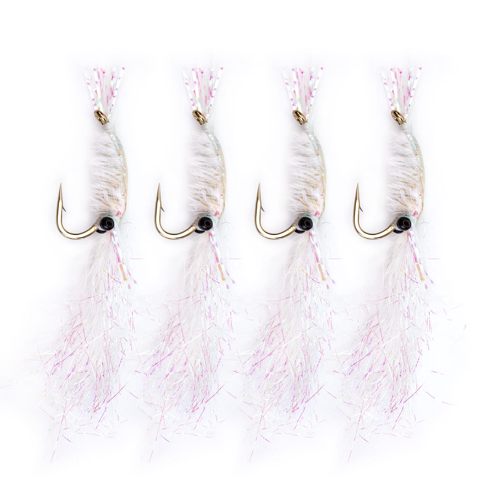 Goture 4pcs Fly Fishing Lure Streamer Assortment Shrimp Fly Fishing Flies 3D Eyes HandTied Fly