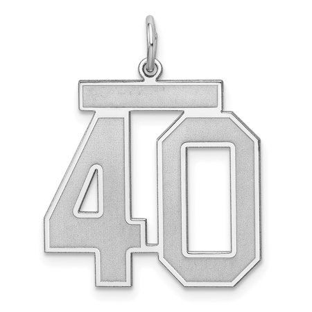 Diamond2Deal 925 Sterling Silver Rhodium-Plated Satin Number 40 Charm Pendant for Women