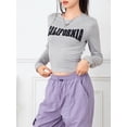 thumbnail image 6 of Franhais Women Crop Fitted Tops Letter Print Long Sleeve Shirt Casual Pullovers for Club Streetwear Aesthetic Grunge Clothes, 6 of 9