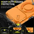 thumbnail image 2 of Case for iPhone 17 Pro Max 6.9-inch, Built In Slide Camera Cover & Rotatable Kickstand Sliding Ring Heavy Duty ShockProof Protective Case for iPhone 17 Pro Max,Orange,For iPhone 17 Pro Max, 2 of 10
