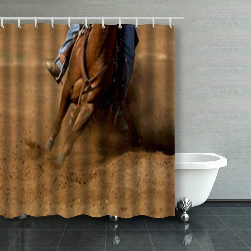 BPBOP Close Horse Rider Dirt Flying Shower Curtains Bathroom Curtain