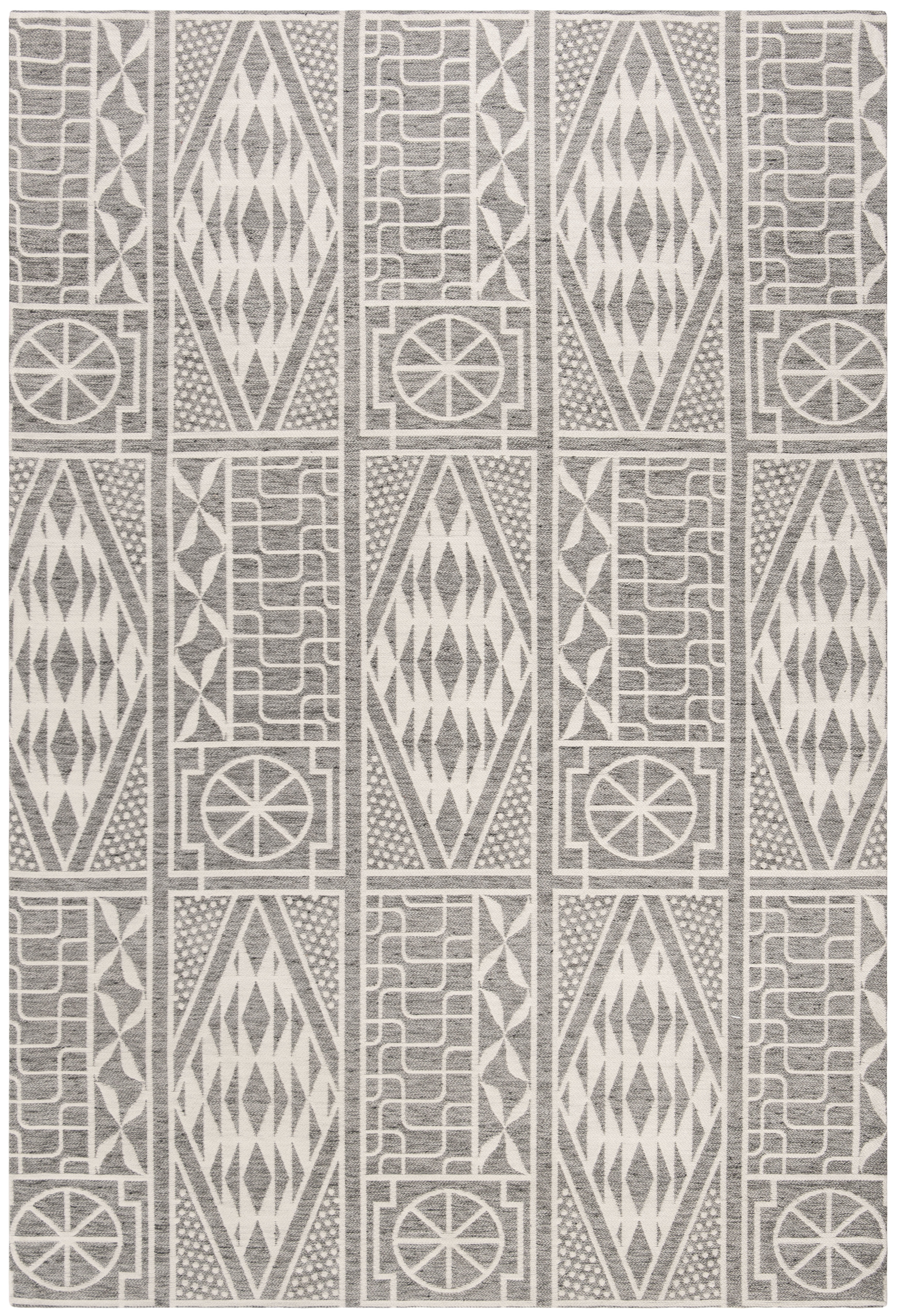 SAFAVIEH Marbella Jean Abstract Geometric Polyester Area Rug, Grey/Ivory, 6' x 9'