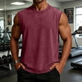 thumbnail image 2 of Men's Vintage Washed Tank Top - Soft Cotton Sleeveless Muscle Shirt with Contrast Binding, Distressed Casual Vest for Gym & Streetwear Wine XXL, 2 of 6