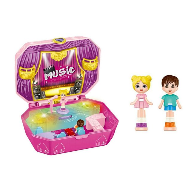 MesaSe Playhouse Toy with Music Light Bright Color Smooth Edge Fun Figures Educational Mini Theme Box Toy for Kids Style B One Size