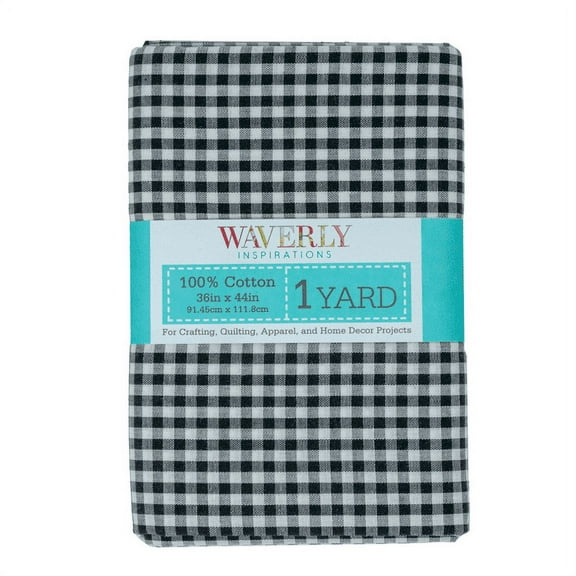 Waverly Inspirations 100% Cotton 44" Wide x 1 Yard Pre-cut Gingham 1" Onyx Print Sewing & Crafting Fabric, 1 Each