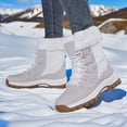 thumbnail image 4 of Rokment Winter Snow Skiing Boots for Women Cold Weather Thermal Non Slip Lace up Mid Calf Ski Snowboard Hiking Boots with Fleece Lined White Size 9, 4 of 6
