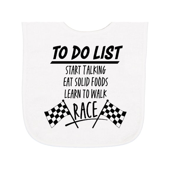 Inktastic To Do List Funny Racing for Baby Baby Terry Cloth Bib