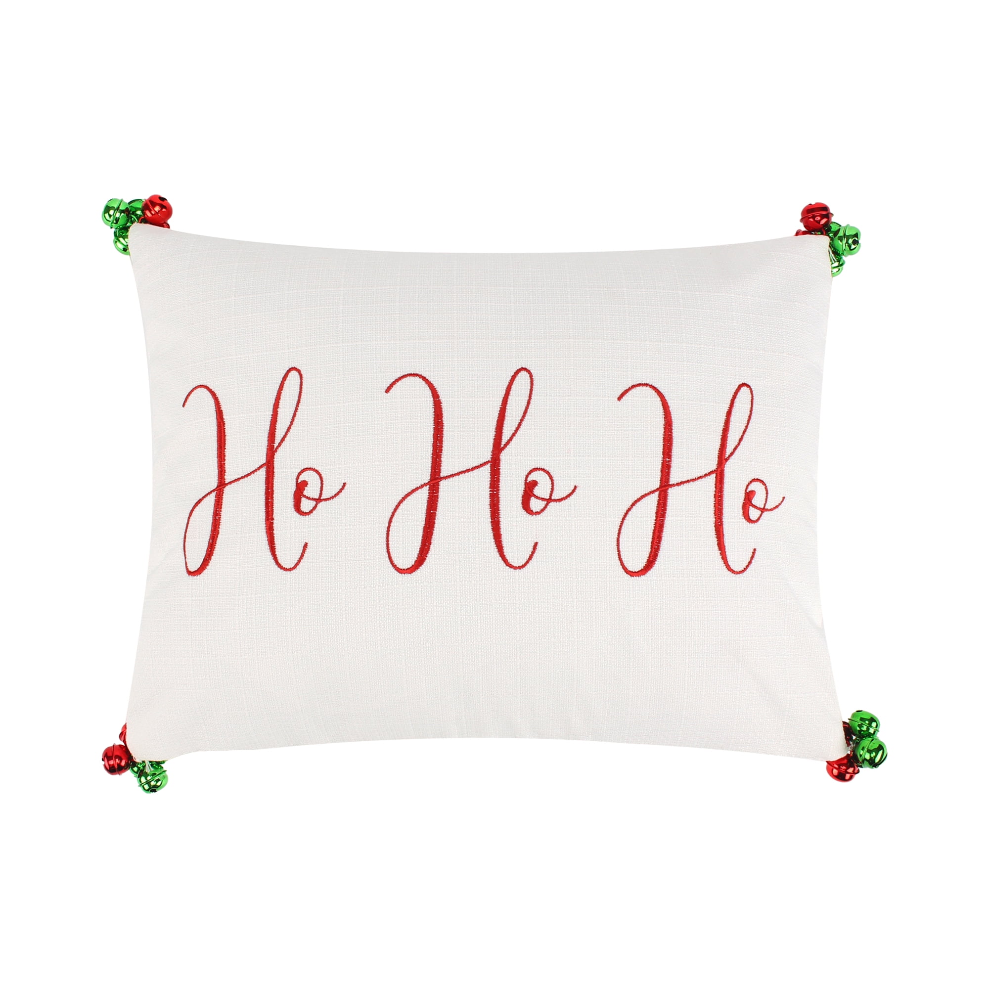 Levtex Home Red and White - Embroidered Merry Christmas Folk Deer Decorative Pillow 14X18in. 
